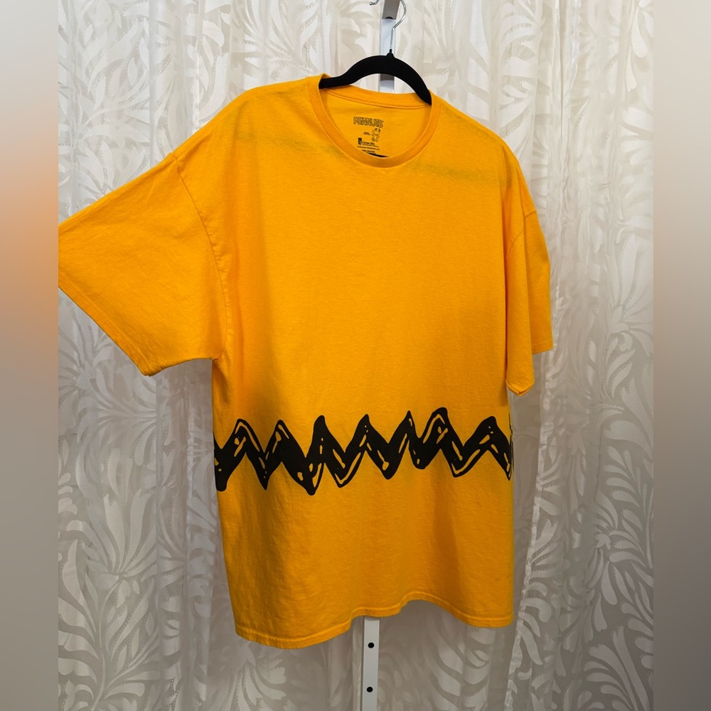 Peanuts Men's Charlie Brown Tee Orange with Black Zigzag